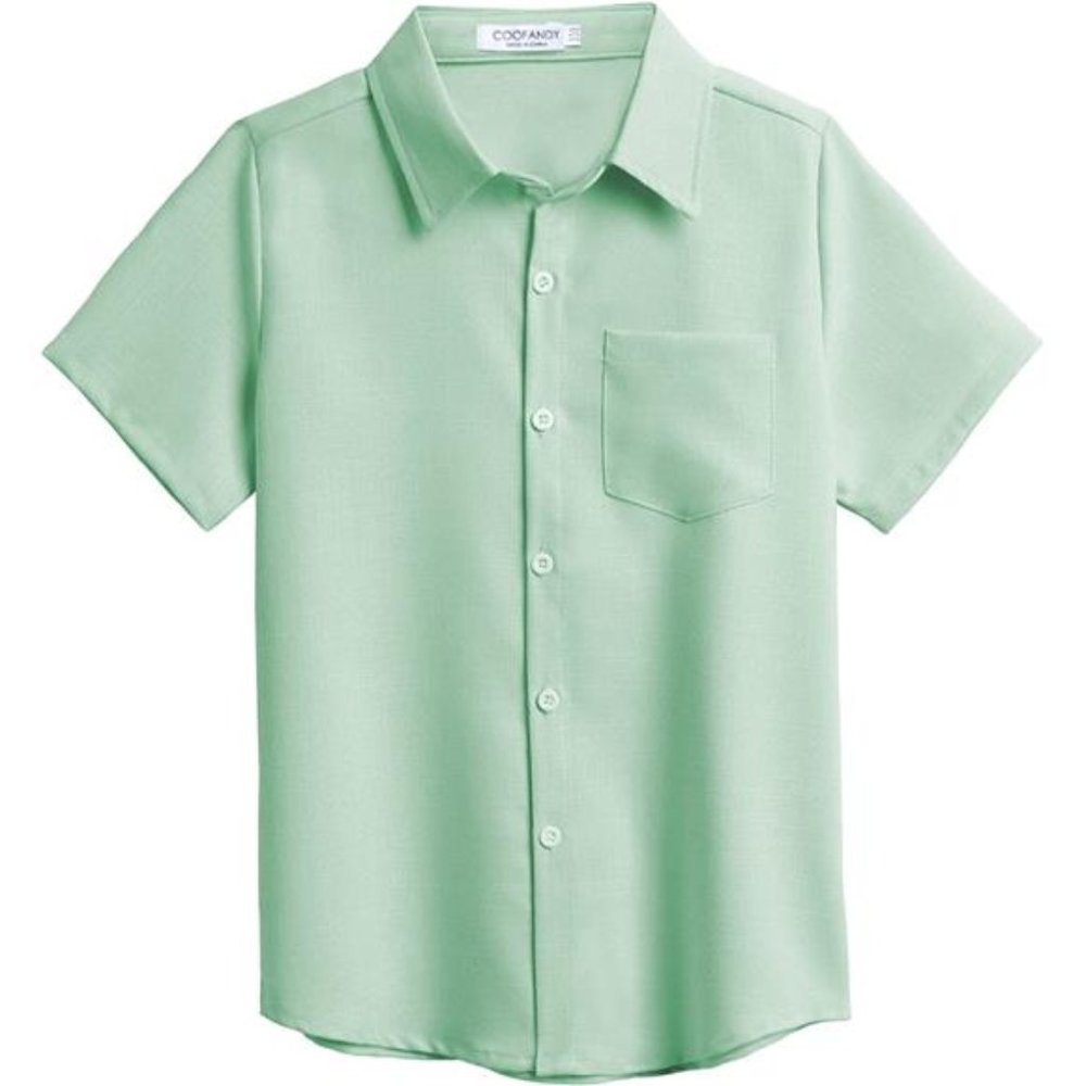 Boy's Casual Linen Button Down Shirt Short Sleeve Beach Shirt